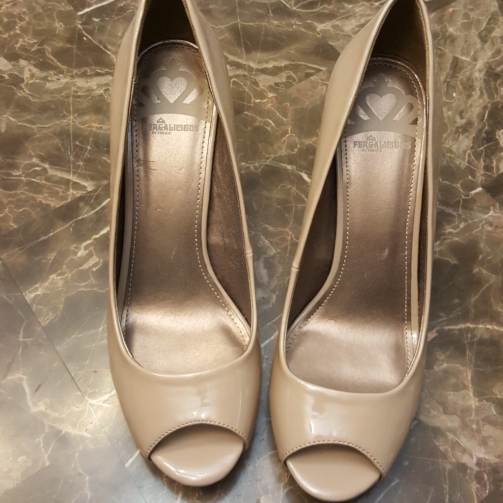Fergalicious Nude Patent 4inch Peep Toe Grace Heel